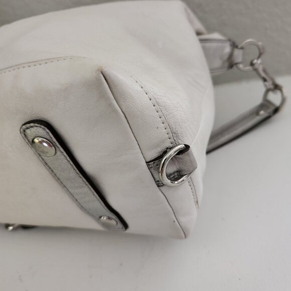 Coach Ashley White & Silver Leather Convertible Shoulder Bag Purse - Picture 13 of 17